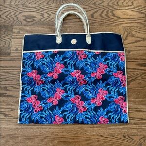 Lilly Pulitzer Blue and Pink Tropical Tote